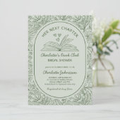 Next Chapter Book Club Sage Green Bridal Shower Einladung (Stehend Vorderseite)