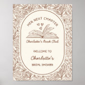 Next Chapter Brown Book Bridal Shower Welcome Poster (Vorne)