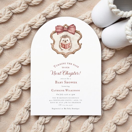 Next Chapter Watercolor Hedgehog Reading Book  Einladung