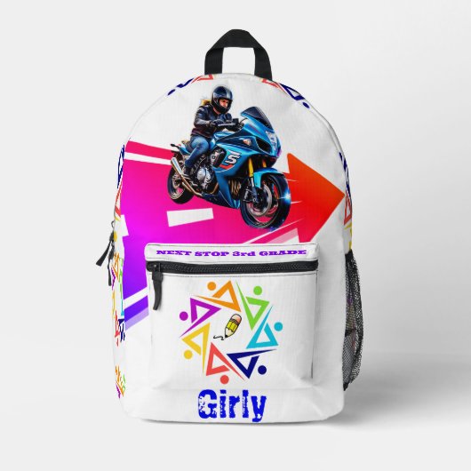 Next Stop: 3rd Grade! Girly's Ride Bedruckter Rucksack (Vorderseite)
