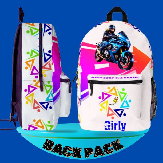 Next Stop: 3rd Grade! Girly's Ride Bedruckter Rucksack