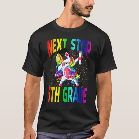 Next Stop 5th Grade Graduation Unicorn T-Shirt (Vorderseite)