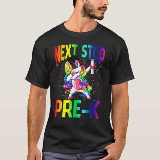 Next Stop Pre K Graduation Unicorn T-Shirt (Vorderseite)