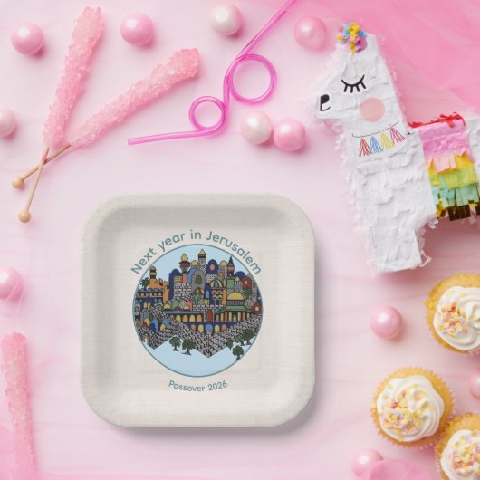 Next Year in Jerusalem Passover Seder Plate Pappteller (Party)