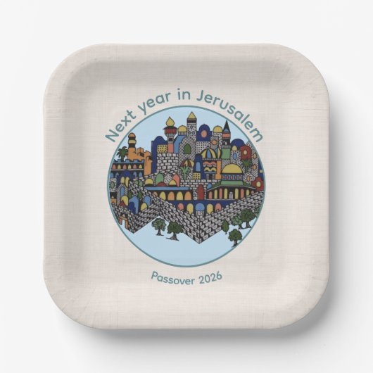 Next Year in Jerusalem Passover Seder Plate  Pappteller (Vorderseite)