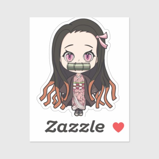 Nezuko - Demon Slayer Niedlich animierter Chibi Aufkleber (Blatt)