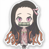 Nezuko - Demon Slayer Niedlich animierter Chibi Aufkleber (Vorderseite)