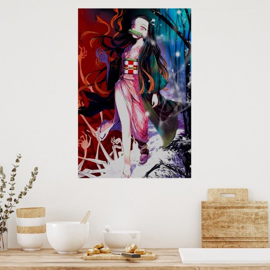Nezuko in Hell Kimetsu No Yaiba Poster (Küche)