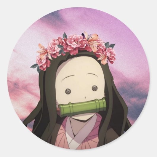 Nezuko, Kimetsu no Yaiba Runder Aufkleber (Vorderseite)