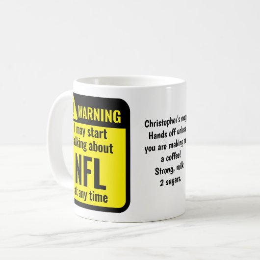 NFL Lustige Personalisierte Kaffeetasse (Vorderseite Links)