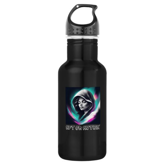 NFT oder Nuthin" Bold Crypto & Digital Art Design Edelstahlflasche (Vorderseite)