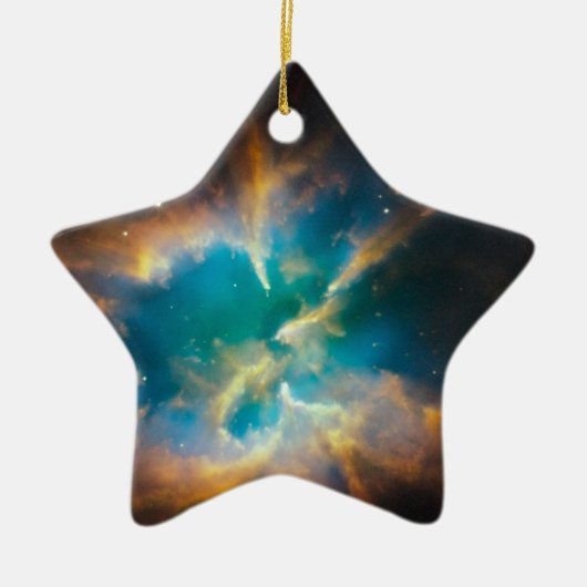 NGC 2818 Planetennebel glühend Keramikornament (Vorne)