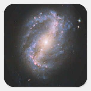 NGC-6217 Barred Spiral Galaxy Quadratischer Aufkleber