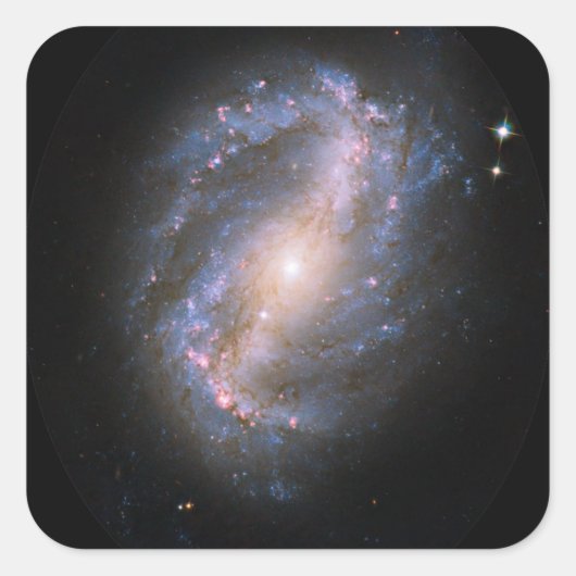 NGC-6217 Barred Spiral Galaxy Quadratischer Aufkleber (Vorderseite)