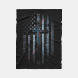 Nge Amerikanische Flagge Und Kreuz Glaube Familie Fleecedecke
