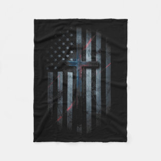 Nge Amerikanische Flagge Und Kreuz Glaube Familie Fleecedecke