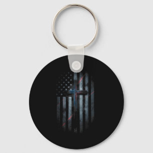 Nge Amerikanische Flagge Und Kreuz Glaube Familie Schlüsselanhänger