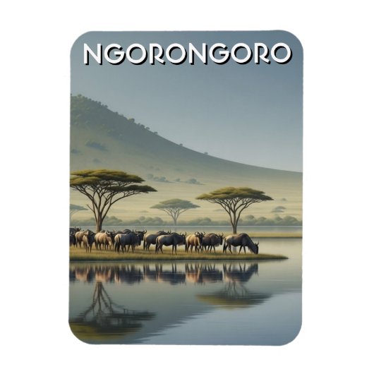 Ngorongoro Tansania Gnus Magnet (Vertikal)
