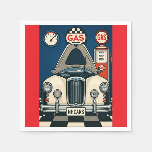 NH Antique Car Illustration Napkins Serviette (Vorderseite)