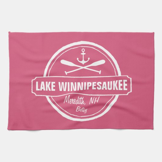 NH Lake Winnipesaukee Sonderstadt, Name, Anker Handtuch (Horizontal)