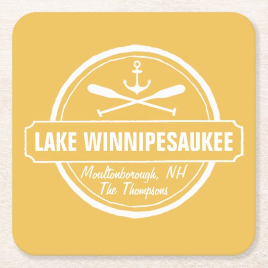 NH Lake Winnipesaukee Sonderstadt, Name, Anker Rechteckiger Pappuntersetzer (Vorderseite)