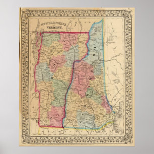 NH, Vermont Map von Mitchell Poster
