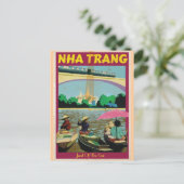 Nha Trang Vintage Reiseplakat Postkarte (Stehend Vorderseite)