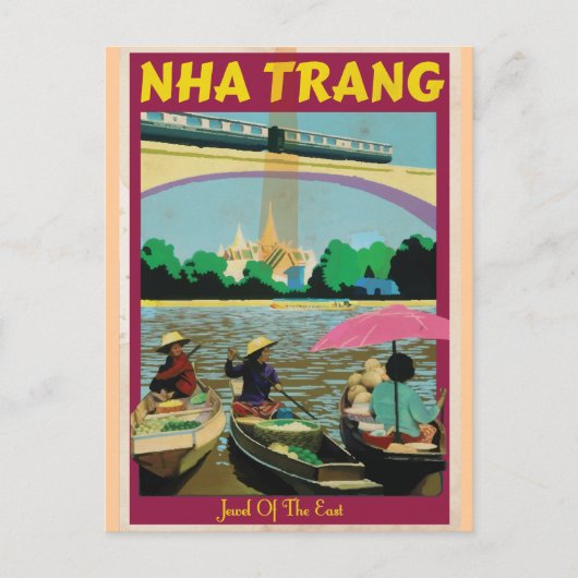 Nha Trang Vintage Reiseplakat Postkarte (Vorderseite)
