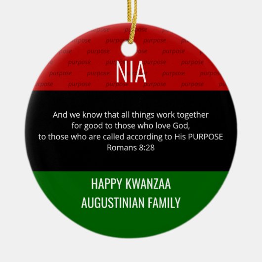 NIA Purpose Kwanzaa Keramik Ornament (Vorne)