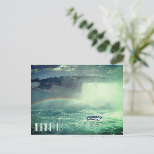 Niagara-Boot-Regenbogen Postkarte (Stehend Vorderseite)