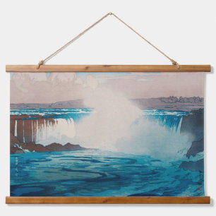 Niagara Fälle, Hiroshi Yoshida, Holzschnitt Wandteppich Mit Holzrahmen