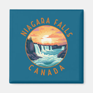 Niagara Fälle Kanada Retro abgenutzt Kreis _1  Magnet