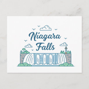Niagara-Fälle Minimale Flat-Design-Illustration Postkarte