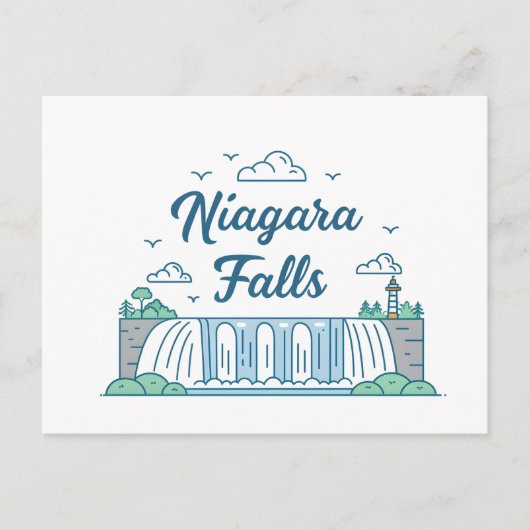Niagara-Fälle Minimale Flat-Design-Illustration Postkarte (Vorderseite)