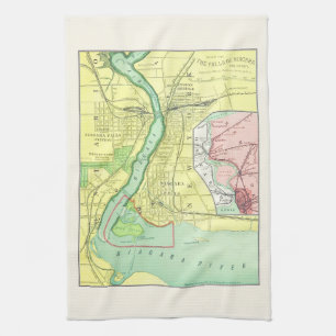 Niagara Fälle und Umgebung Vintage Karte 1885 Geschirrtuch