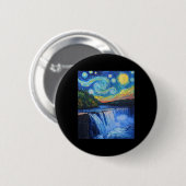 Niagara Fälle - Van Gogh Stil - Sternennacht Button (Vorne & Hinten)