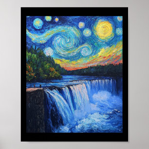Niagara Fälle - Van Gogh Stil - Sternennacht Poster