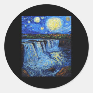 Niagara Fälle - Van Gogh Stil - Sternennacht  Runder Aufkleber