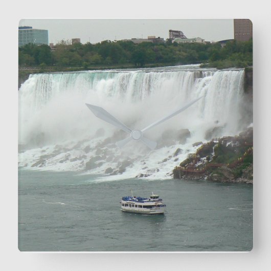 Niagara Falls auf kanadischer Seite Quadratische Wanduhr (Vorderseite)