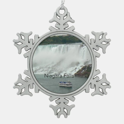 Niagara Falls auf kanadischer Seite Schneeflocken Zinn-Ornament (Vorderseite)