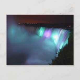 Niagara Falls Canada Night Lila Aqua Postcard Postkarte