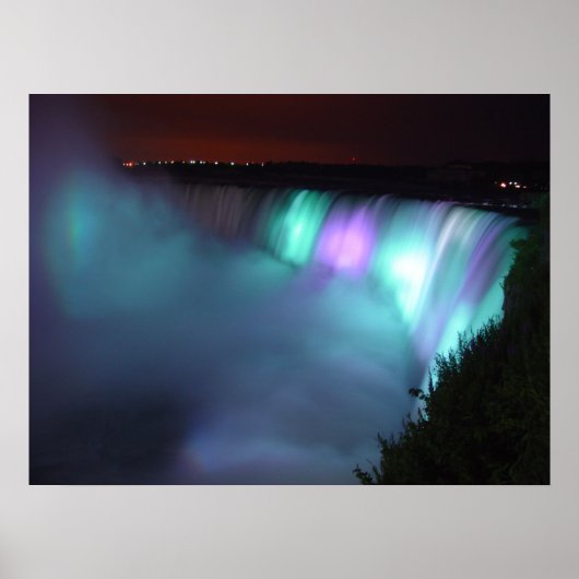 Niagara Falls Canada Night Lila Aqua Poster (Vorne)