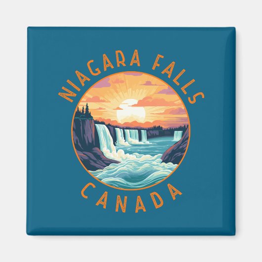 Niagara Falls Canada Retro Distressed Circle _1 Magnet (Vorne)