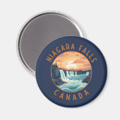 Niagara Falls Canada Retro Distressed Circle Magnet (Vorderseite/Rückseite)