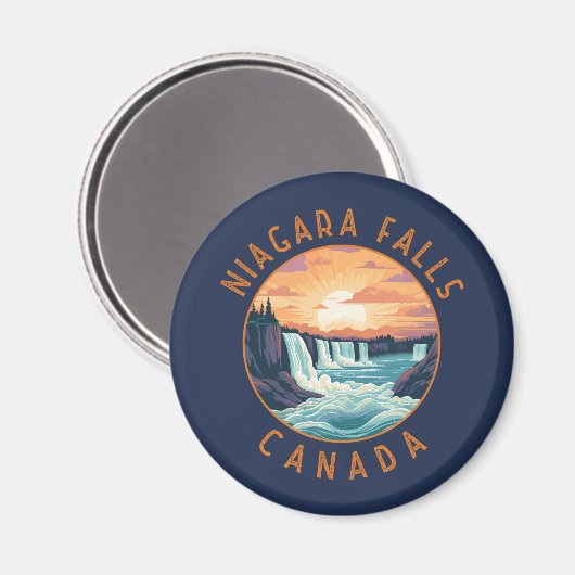 Niagara Falls Canada Retro Distressed Circle Magnet (Vorderseite/Rückseite)