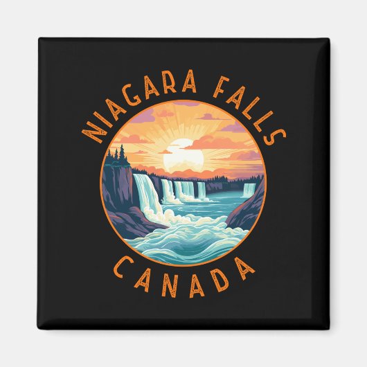 Niagara Falls Canada Retro Distressed Circle  Magnet (Vorne)