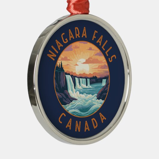 Niagara Falls Canada Retro Distressed Circle Ornament Aus Metall (Rechts)