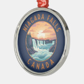 Niagara Falls Canada Retro Distressed Circle Ornament Aus Metall (Links)
