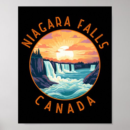 Niagara Falls Canada Retro Distressed Circle  Poster (Vorne)