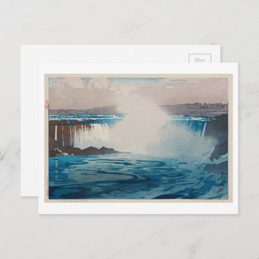 Niagara Falls, Hiroshi Yoshida, Woodcut Postkarte (Vorne/Hinten)